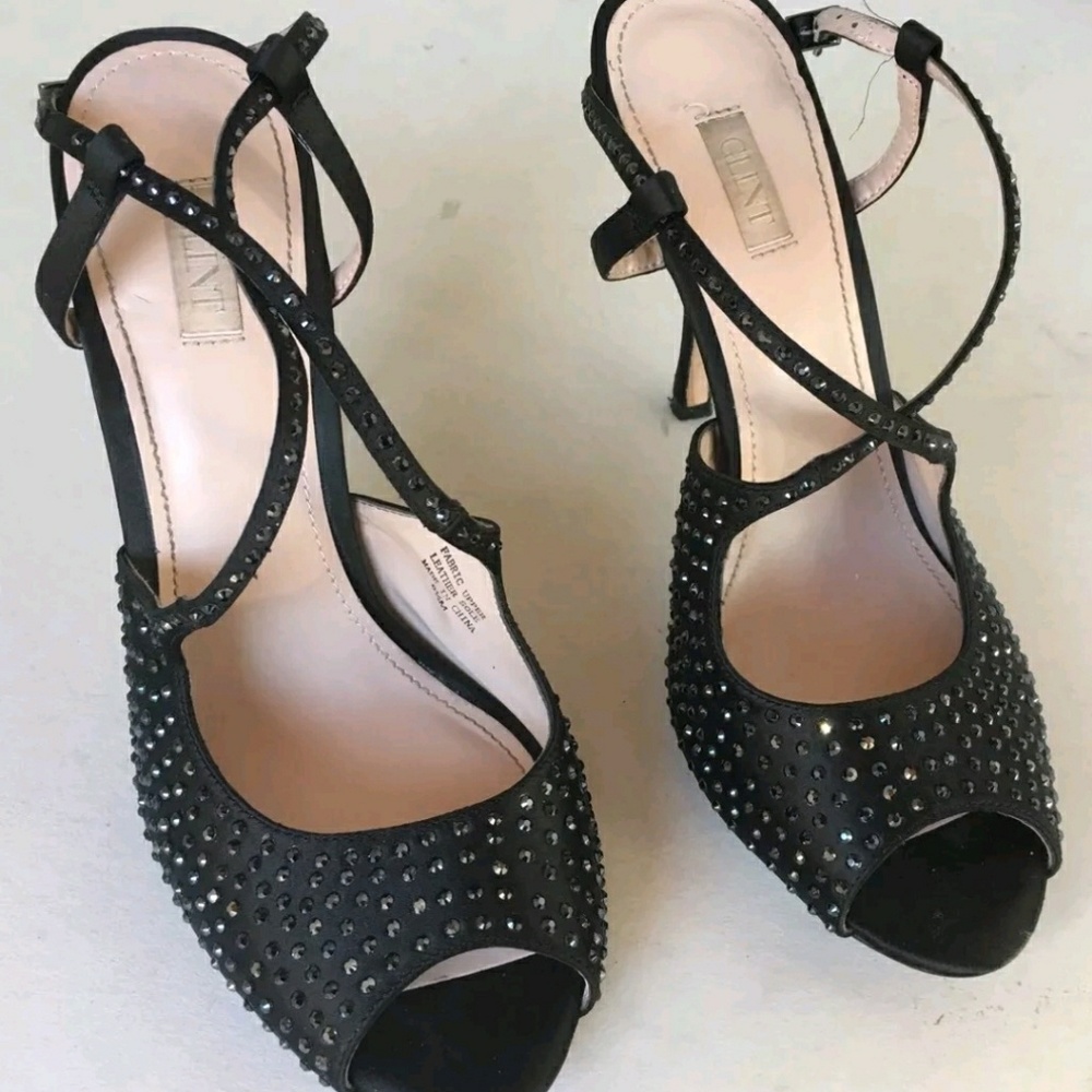 Clint black rhinestone heels